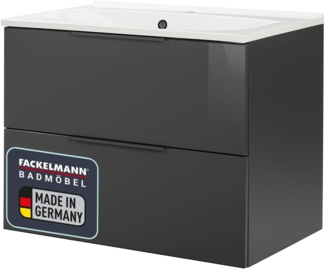 Fackelmann LUNA Badmöbel, 80 cm breit, Schwarz/Anthrazit, Gussmarmor