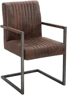 riess-ambiente Freischwinger BIG ASTON vintage braun / grau, Esszimmer · Microfaser · Armlehne · Federkern · Industrial