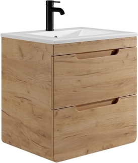 Vente-unique - Waschbeckenunterschrank hängend mit Einbauwaschbecken - Holzfarben - 60 cm - ARUBA