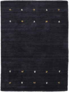 carpetfine Wollteppich Gabbeh Uni, reine Wolle, Schwarz, 80x150 cm, rechteckig