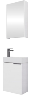 Planetmöbel Waschtischunterschrank mit Spiegelschrank Badmöbel Set 40cm für Badezimmer Gäste WC Weiß