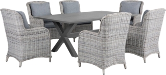 Essgruppe für 6 Personen CASCAIS 200x105x74 cm Grau