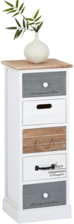 CARO-Möbel Kommode Salva Schubladenschrank Standregal Aufbewahrungsregal in weiß, Shabby Chic Vintage Look, 5 Schubladen