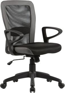 byLIVING Chefsessel PIA / Kunststoff schwarz / Bezug Kunstleder & Mesh dunkelgrau / Wippmechanik / Sicherheitsklemmschutz /gebremste Sicherheitsrollen / B 57,5, H 91,5-99, T 62,5 cm