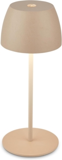 BRILONER - Mini LED Tischlampe kabellos IP44 mit Touch, stufenlos dimmbar, Akku & Lichtquelle tauschbar, Nachttischlampe, Dekolampe, LED Lampe, Akku Tischleuchte, Outdoorlampe, 8x20 cm (DxH), Beige