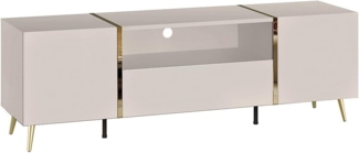 Vente-unique - TV-Möbel mit 2 Türen, 1 Schublade & 1 Ablage - Beige & Goldfarben - MARZIALO