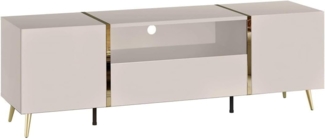 Vente-unique - TV-Möbel mit 2 Türen, 1 Schublade & 1 Ablage - Beige & Goldfarben - MARZIALO