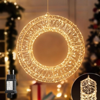Salcar LED-Lichterkette Lichtkranz LED 3D-Dekokranz Weihnachtskranz Hängekranz Innen & Außen, Ø35cm 720 LED 8 Modi Timer und Memory Hängekranz Lichterkreis Warmweiß