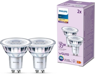 Philips LED Lampe ersetzt 35W, GU10 Reflektor, warmweißes Licht (2700K), 255 Lumen, 2er Pack