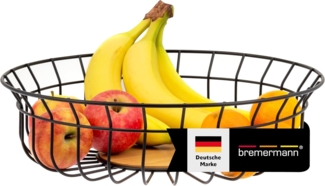 bremermann Obstschale Obstkorb, Obstschale rund, Ø ca. 35,5 cm, schwarz matt, Bambusboden