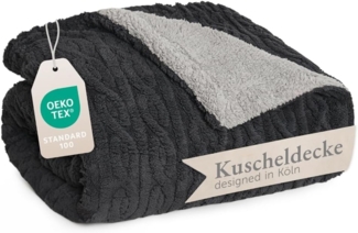 Wohndecke Oeko-TEX zertifizierte waschbare Wohn- & Kuscheldecke, Blumtal, mit weicher Sherpa-Innenseite
