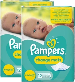 24 Pampers Wickelunterlagen Babymatten (12x2)