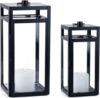 Marrakesch Orient & Mediterran Interior Kerzenlaterne 2er Set Skandinavisches Design Balkon Windlicht Gartenlaterne Edvin, 2er Set