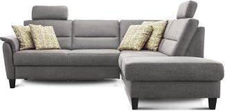 Cavadore Schlafsofa Palera mit Federkern / L-Form Sofa mit Bettfunktion / 236 x 89 x 212 / Büffellederoptik Hellgrau