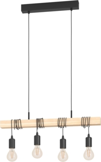 Eglo 4er Hängeleuchte Townshend schwarz natur 70 x 10,5 x 110 cm E27