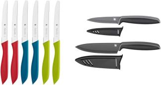 WMF Classic Line Frühstücksmesser Set 6-teilig, 23 cm, Brötchenmesser Wellenschliff, bunt & Messerset 2-teilig TOUCH schwarz 2 Messer Küchenmesser mit Schutzhülle antihaftbeschichtet Kochmesser