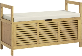 HOMCOM Sitzbank Schuhbank mit Klappdeckel, Schuhregal (Garderobenbank, 1-St, Flurbank), für Diele, Flur, Bambus, Natur, 100 x 40 x 60 cm