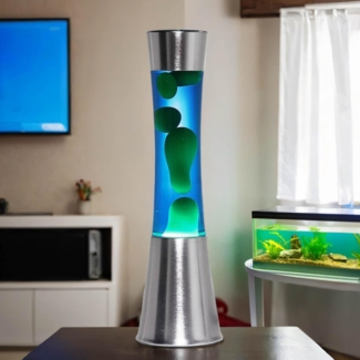 Licht-Erlebnisse Lavalampe SANDRO, Warmweiß, Retro Stimmungslicht Blau Grün inkl. Leuchtmittel 39 cm Tischlampe