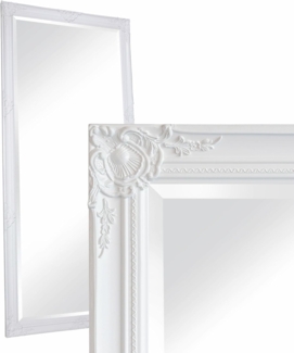 dasmöbelwerk Wandspiegel Wandspiegel Barock Weiß 180x80 XL Spiegel Antik-Stil Ganzkörperspiegel, Spiegelfläche mit edlem Facettenschliff