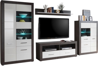 Wohnwand Briard in weiß Hochglanz und grau Stone 370 cm