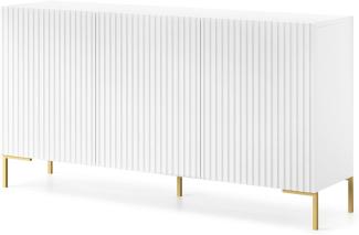 Selsey LAMMELO - Sideboard 3-türig mit Lamellenfront - 140 cm - Weiß