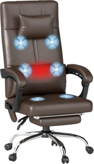 Vinsetto Schreibtischstuhl mit Massagefunktion Liegefunktion Heizfunktion Kopfkissen Ledenkissen (Bürostuhl, 1 St), Drehstuhl mit Wippfunktion, Fußstütze, Kaffee