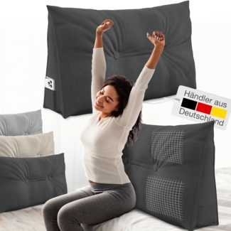 ELONEO Rückenkissen Keilkissen für Bett und Sofa, Lesekissen mit praktischem Seitenfach, 1-tlg, mit praktischem Seitenfach, Lesekissen, mit waschbarem Bezug