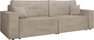 Schlafsofa Kobaro Cord mit 2 Bettkästen und Schlaffunktion (Farbe: Poso 02)