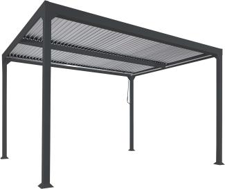 Alu Pergola HWC-L41, Lamellen-Pavillon Terrassenüberdachung, stabiles 8cm-Metall-Gestell 3x3m ~ anthrazit