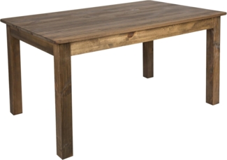 Flash Furniture Esstisch aus massivem Kiefernholz, rechteckig, 152,4 x 96,5 cm, Antik-Rustikal