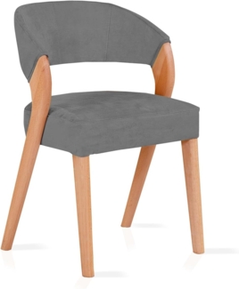 Möbel-Eins ALONA Polsterstuhl, Material Massivholz/Bezug Kunstleder grau Buche