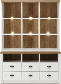 Buffetschrank Seyne in weiß Pinie und Eiche Landhaus 130 cm