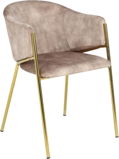 riess-ambiente Esszimmerstuhl NOBLESSE champagner beige/gold - Samt, Metallgestell, Retro, Armlehnen (Einzelartikel, 1 St), halbrunder Stuhl - ideal für Küche, Ess-, Arbeits-. Wohnzimmer & Büro
