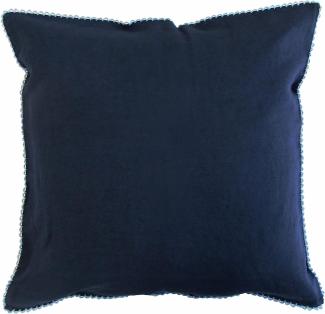 Fleuresse Halbleinen-Kissenbezug mit Zierstich,6544 navy, Größe 40x40 cm