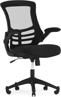 Flash Furniture Bürostuhl mit mittelhoher Rückenlehne – Ergonomischer Schreibtischstuhl mit hochklappbaren Armlehnen und Netzstoff – Perfekt für Home Office oder Büro – Schwarz