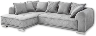 Bega Ecksofa SENTINA L-Sofa Stoff Samtoptik grau inkl. Kissen