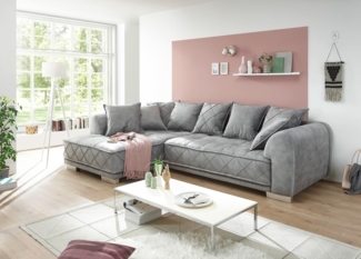Bega Ecksofa SENTINA L-Sofa Stoff Samtoptik grau inkl. Kissen