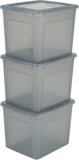 Iris Ohyama Vielseitige Aufbewahrungsboxen, 30L, 3er-Set, Grau, Deckel leicht schließbar, Stapelbar, Plastik, Für Schrank, Regale, Klassenzimmer, Organisation, Spielzeug, Kunstbedarf, Schuhe, MCB-30