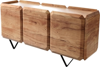 Sideboard Kiano 145 cm Akazie Natur 3 Türen V-Fuß Schwarz Raumteiler