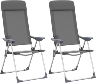 Klappbare Campingstühle 2 Stk. Grau Aluminium