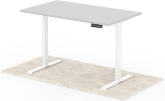 elektrisch höhenverstellbarer Schreibtisch DESK 140 x 80 cm - Gestell Weiss, Platte Grau