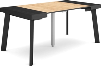 Skraut Home | Ausziehbarertisch | Multifunktionaler ausziehbarer | 160 | Für 8 Gäste | Hölzerne Beine | Moderner Stil | Schwarz Eiche