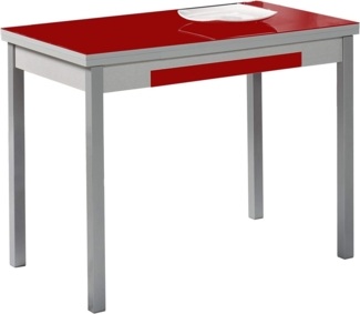 ASTIMESA glasflügel kuechentisch, Metall Glas Holz, rot, 110x70 cm