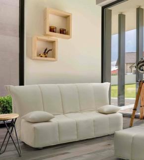 Talamo Italia 2-Sitzer Mina Schlafsofa, Wohnzimmersofa, Trolley-Öffnung, Made in Italy, aus gepolstertem Stoff, mit Kissen enthalten, Cm: 125x90h85, Farbe Beige