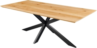 riess-ambiente Esstisch WILD OAK 200cm Wildeiche natur – Schweizer Kante, Metall schwarz (Einzelartikel, 1-St), rechteckiger Holztisch, Eichenholz, Industrial Look, Esszimmer Tisch