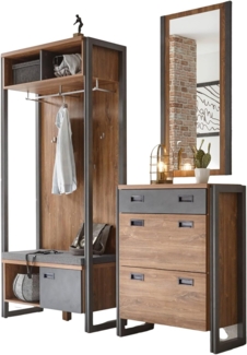 Garderobe Set Auburn Eiche Stirling und Matera grau 175 x 210 cm