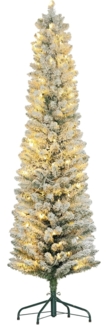 HOMCOM Künstlicher Weihnachtsbaum 210 cm, mit 180 LED-Lichten, flammhemmend, Tanne, für Weihnachtsfest, Indoor, grün+weiß