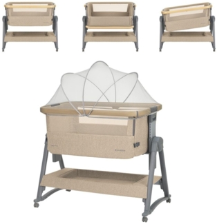 Kikka boo Beistellbett Nanna 2 Matratze Schaukelstäbe Moskitonetz Räder Korb beige