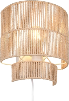 Wandleuchte SATNA aus Papiergarn mit Stecker und Schalter, Höhe 24cm