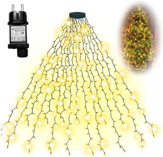 Montegoni Lichterkette 2M mit 280 LEDs Christbaumbeleuchtung mit ring, 8 Stränge, 8 Modi, 8 Beleuchtungsmode, IP65 Wetterfest, Memory Funktion